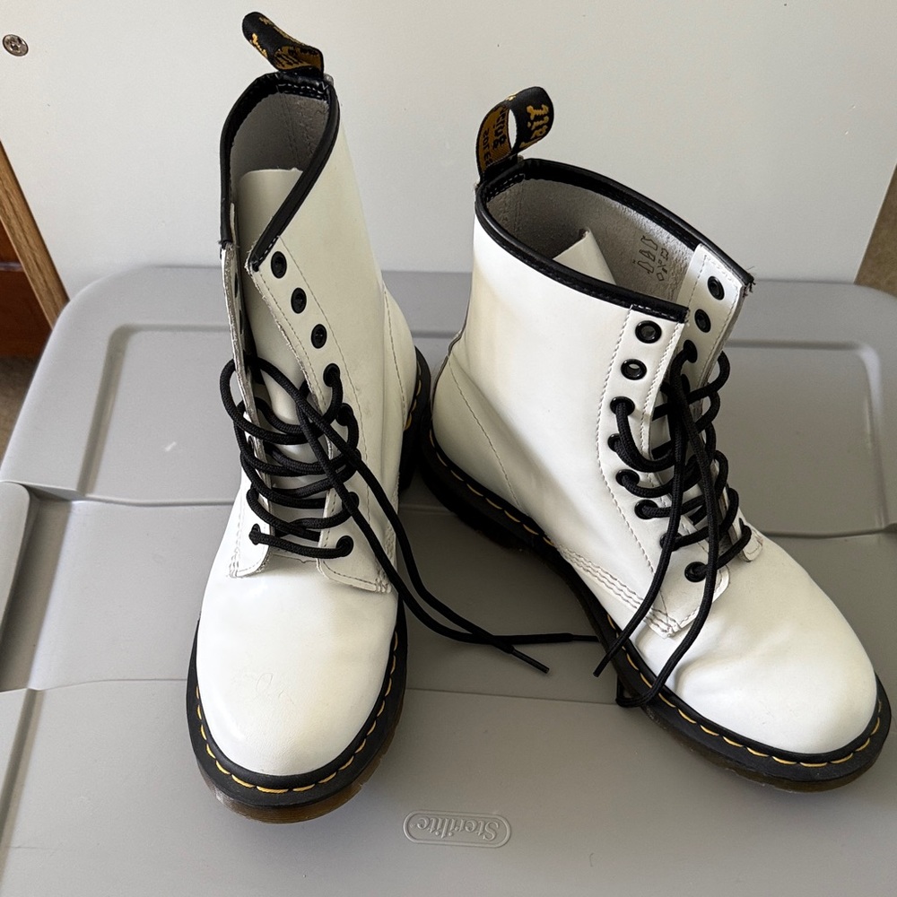 Dr. Martens White Leather Combat Boots